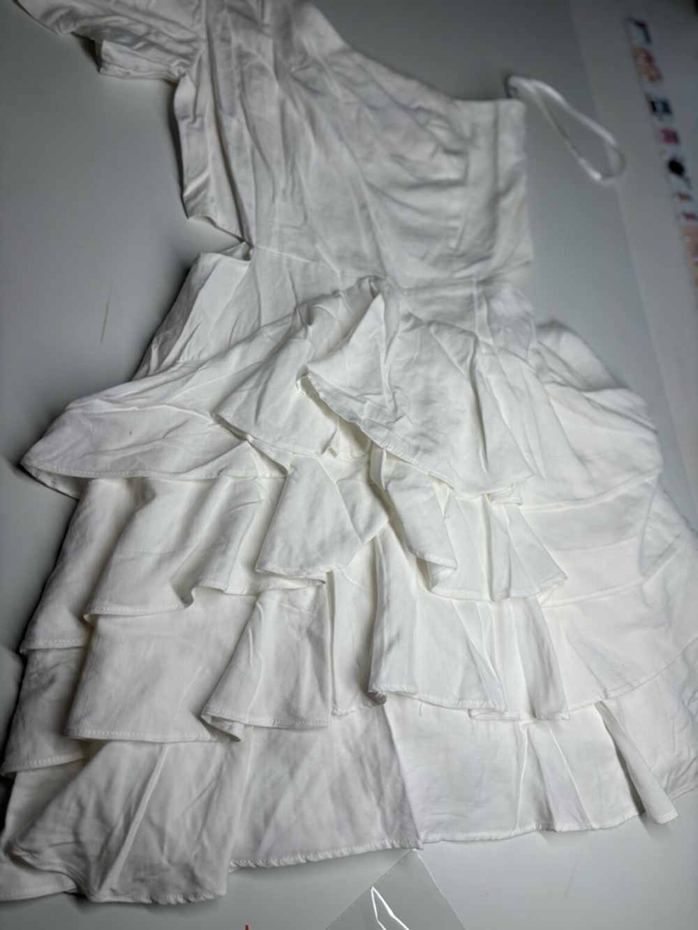 DO+BE Ivory One-Shoulder Ruffle Tiered Dress - Picture 3 of 6